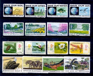 BLUMEN BÄUME TIERE 16 Briefmarken USA (gebraucht) - Bild 1 von 1