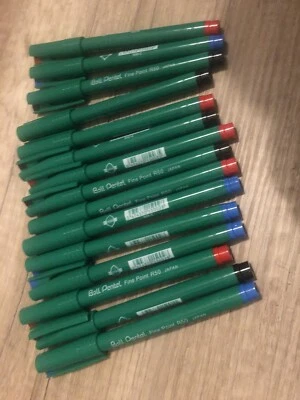 Neu, Original, 15 Stück Ball Pentel Fine Point R 50, je 5 in Rot, Blau, Schwarz - Bild 1 von 3