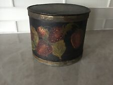 STUNNING Early Wooden Pantry Box with Lid / Red interior, brass bands ~  1800's