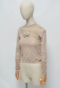 Burberry Prorsum Beige Cahmere & Silk Knitted Mesh Sweater Size S Made in Italy - Picture 1 of 12