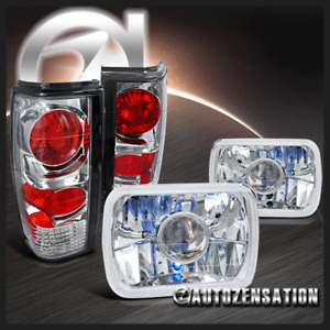 For 82-90 Chevy S10 Blazer GMC S15 Clear 7X6 Projector Headlights+Tail Lamps