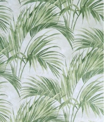Floral tropical Contemporary cream ivory green palm leaves textured wallpaper 3D - Image 1 of 4