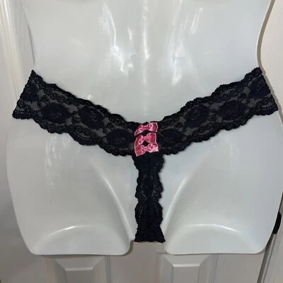 De Colección Victoria's Secret TRIPLE ARCO ROSA Sexy Little Things Negro Tanga Bragas S Foto 1 de 4