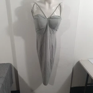 Misguided Grey Corset Microfibre Dress Sz 10 - Picture 1 of 7