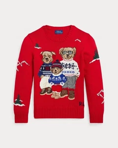NWT RALPH LAUREN Polo Bear Family Sweater GIRLS SIZE M 8/10 years - Picture 1 of 5