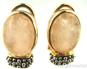 Shrimp Colored Two Tone Oval Omega Clip Earrings - Picture 1 of 3