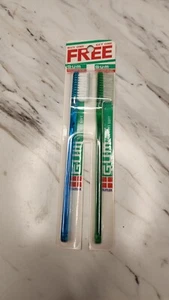 Two Vintage Butler GUM Toothbrushes 411 Soft Adult Size Blue Green - Picture 1 of 2