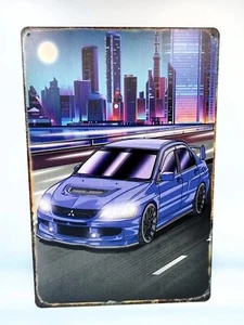 TARGA LATTA METALLO 20X30 - MITSUBISHI LANCER EVO 9 TUNING RALLY WRC - NUOVA ! - Foto 1 di 1
