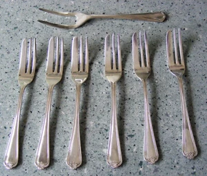 VINTAGE SET SILBER TELLER ZUGABE KUCHENGABELN T. TURNER & CO. + TORTENHEBER - Bild 1 von 7