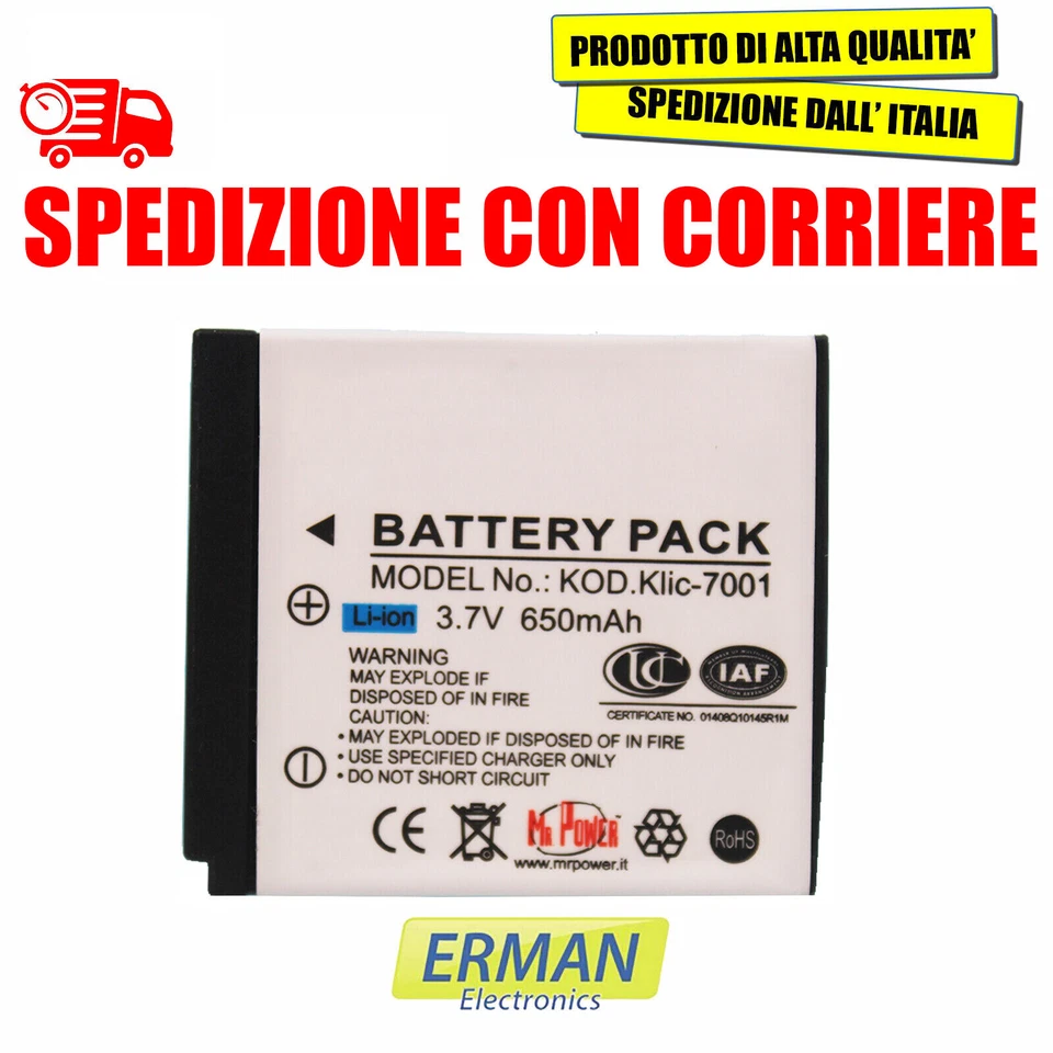ITAL CELL BATTERIA PER KODAK KLIC7001 3,7V 650mAh