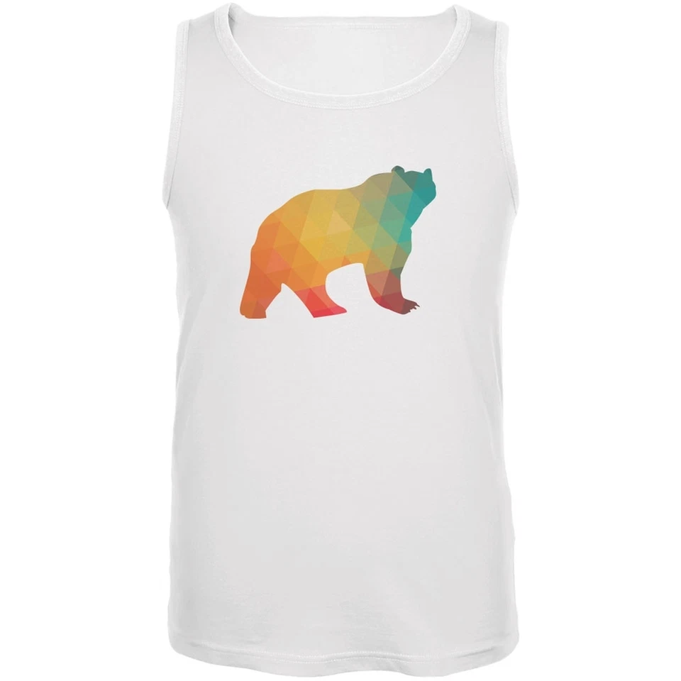 Bear Geometric White Adult Tank Top - Image 1 of 1