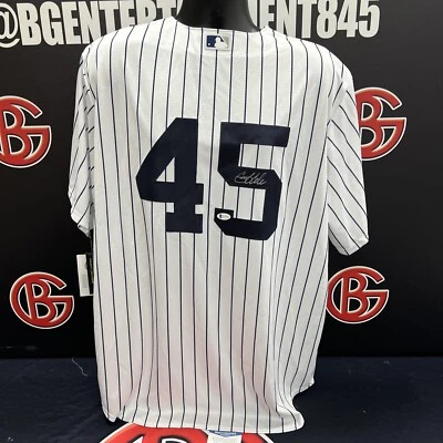 Camiseta deportiva a rayas Nike firmada por Gerrit Cole New York Yankees autografiada BAS  Foto 1 de 4