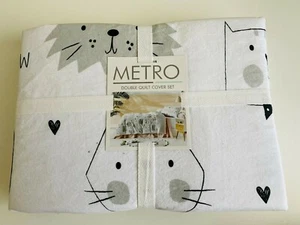 M Louie Cat Grey Double Quilt Cover Set BNIP RRP $179.99 - Picture 1 of 5
