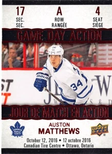 2017-18 UD Tim Hortons Game Day Action #GDA4 Auston Matthews - Picture 1 of 2