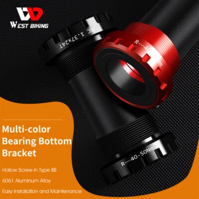 Aluminum Alloy Hollow Bike Bottom Bracket MTB Mountain Road Bike Sealed Bearing - Image 1 of 4