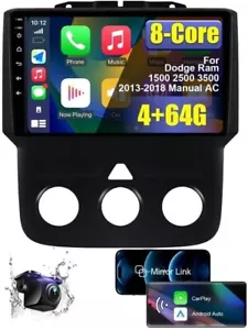 Stereo for Dodge Ram 1500 2500 3500 2013-2018 Manual AC with Wireless Carplay An - Picture 1 of 7