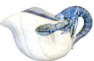 Blaue Hummer Muschel Muschel Vase Übertopf Krug Steinzeug Strandhaus Ozean Dekor - Bild 1 von 12