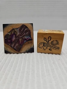 Mounted Wood Rubber Stamps Lot Of 2 - Crafting Theme - (Lot 10/10) - Picture 1 of 5