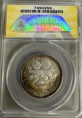 1892 Colombian Exposition Half Dollar 50C ANACS MS64 Wonderful Peripheral Toning - Image 1 of 4
