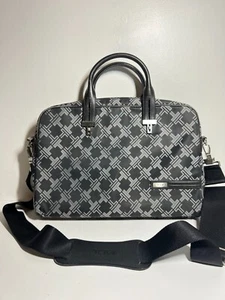 Tumi Black/Gray Monogram Laptop Computer Travel Commute Bag Messenger Strap - Picture 1 of 7