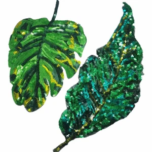 1pcs Glitter Sequin Leaf Shape Applique Sew on Patch DIY Bag Garment Hats Badges - Picture 1 of 8