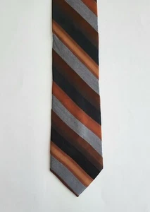 ENRO Silk Multi Shade Brown Black Silver Geometric Print Men's Long Neck Tie - Picture 1 of 5