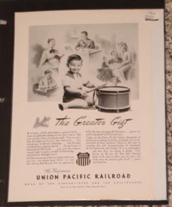 UNION PACIFIC RAILROAD "The Greatest Gift" Vintage 1942 Advertisement - Picture 1 of 1
