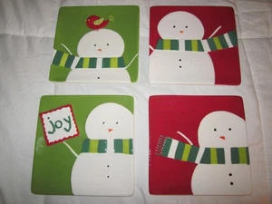 TAG Set of 4 Snowman Plates Christmas Holiday Appetizer Dessert 5.25" Square NEW - Picture 1 of 5