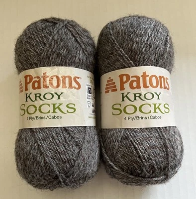 (2) Patons KROY SOCKS Yarn GLENCHECK #55012 Brown Gray, 1.75 oz. - Image 1 of 4