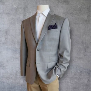 TASSO ELBA Mens Blazer Sport Coat Two Button Jacket 42R Wool/Cashmere Glen Plaid - Picture 1 of 9