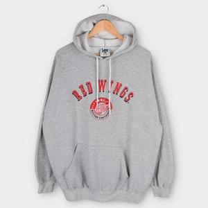 Vintage Detroit Red Wings Hoodie XL Lee Sport Gray NHL Hockey Sweatshirt - Picture 1 of 4