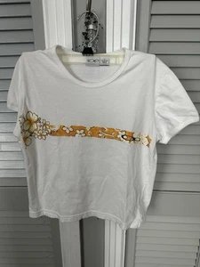 Girls OP White Floral T Shirt Short Sleeve Surf wear Size L - Picture 1 of 5
