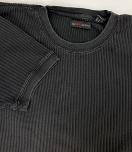 Vintage 90s Ribbed Shirt Men Large Stretchy Rave Goth Minimal Faded Heavy Cotton - Picture 1 of 16