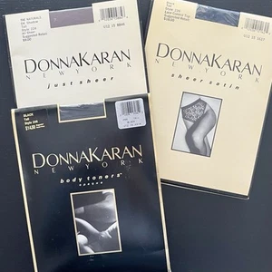 3 Pair DONNA KARAN Hosiery Pantyhose Black & Shadow TALL NEW - Picture 1 of 7