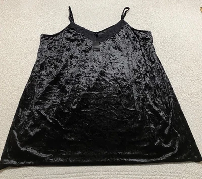 NWT Torrid Womens 4X Plus Sleep Gown Black Crushed Velour Lingerie Slip Dress - Image 1 of 4