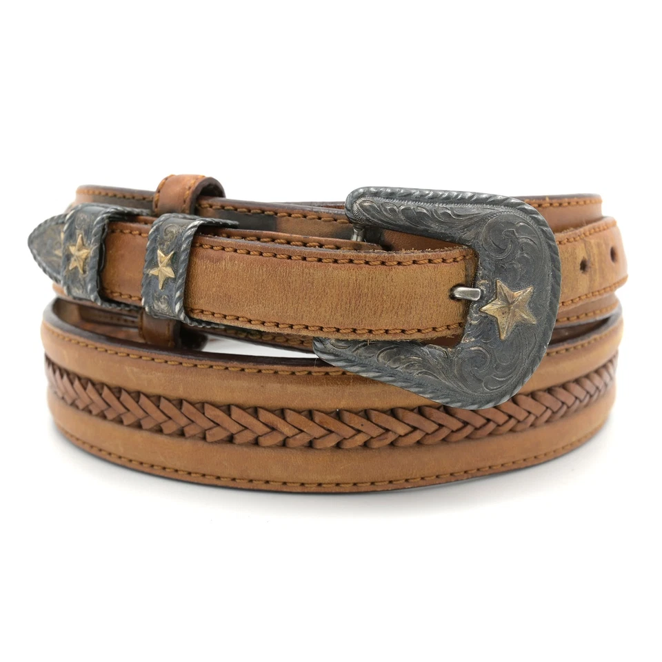 Juego de hebillas de cinturón de plata esterlina/14K GF de colección Elk Creek y cinturón Tommy Lama talla 36 Foto 1 de 4