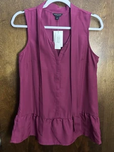 Banana Republic Peplum Sleeveless Blouse Magenta Size Small NWT - Picture 1 of 6