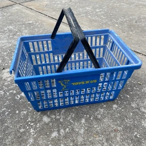 Vintage 90s Toys R Us Shopping Basket Blue  Geoffrey Cart Bag Store VTG - Picture 1 of 11