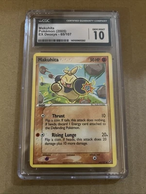 CGC 10 Pokemon 2005 EX Deoxys 65/107 Makuhita Vintage Card - Image 1 of 2
