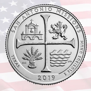 🇺🇸 USA Quarter coin, 25 cents, San Antonio National Park, Texas,  2019 - Picture 1 of 3