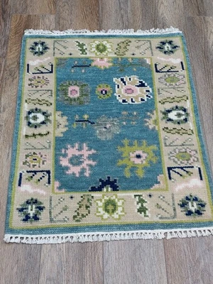 Alfombra Bohemia Oushak, Alfombra Turca Oushak, Alfombra Contemporánea Hecha a Mano, 2x2.8 Pies Foto 1 de 4