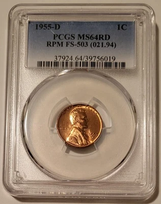1955 D Lincoln Wheat Cent RPM FS-503 MS64 RED PCGS - Image 1 of 4