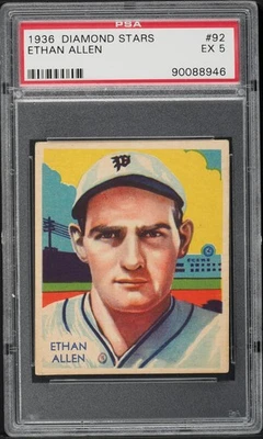 1936 Diamond Stars BB Card # 92 Ethan Allen Philadelphia Phillies PSA 5 EX - Image 1 of 2