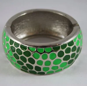 Bracelet Spring Steel Enamelled Green Bright And Dark Length 19CM - Picture 1 of 1