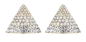 Clip On Earrings - gold stud triangle earring with clear crystals - Binta - Picture 1 of 3