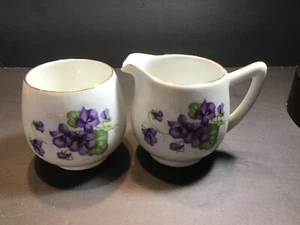 Schumann Arzberg Germany Veilchen Violettee Zucker und Milchkännchen Set Goldrand klein - Bild 1 von 9