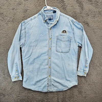 Vintage all season Denim by All Sport Shirt Mens M Button Faded Yosemite Logo - Image 1 of 4