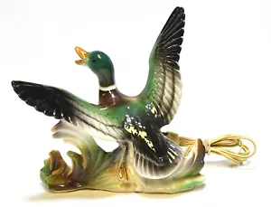 1958 MCM ERA FLYING MALLARD DUCK BY LANE & CO CERAMIC TV LAMP CABIN DECOR - Picture 1 of 12