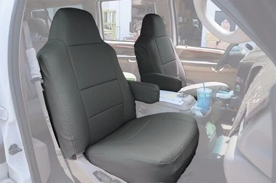 FUNDAS DE ASIENTO DELANTERAS IGGEE S. CUERO PERSONALIZADAS PARA FORD EXCURSION 2000-2005 CARBÓN Foto 1 de 4