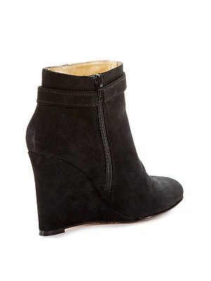 $350  Elaine Turner SASHA  Women's BLACK Suede Wedge Ankle Booties sz 10 M - Image 1 of 4